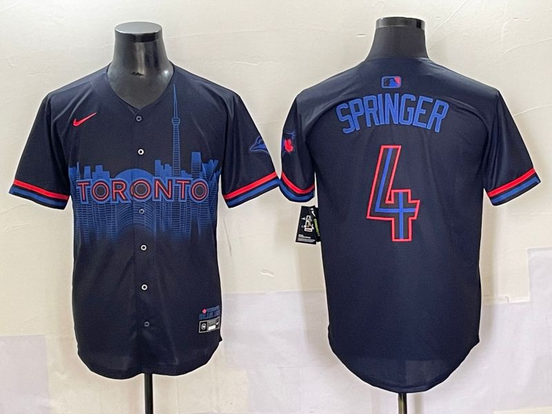Men 2025 Toronto Blue Jays #4 Springer Black Joint Name Nike MLB Jersey style 1